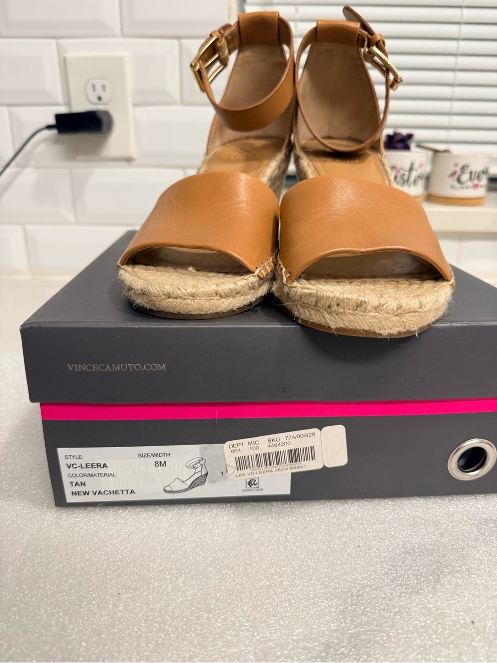 Vince Camuto Tan Espadrille Wedge Sandals with Ankle Strap (PRICE FIRM) - Picture 7 of 9